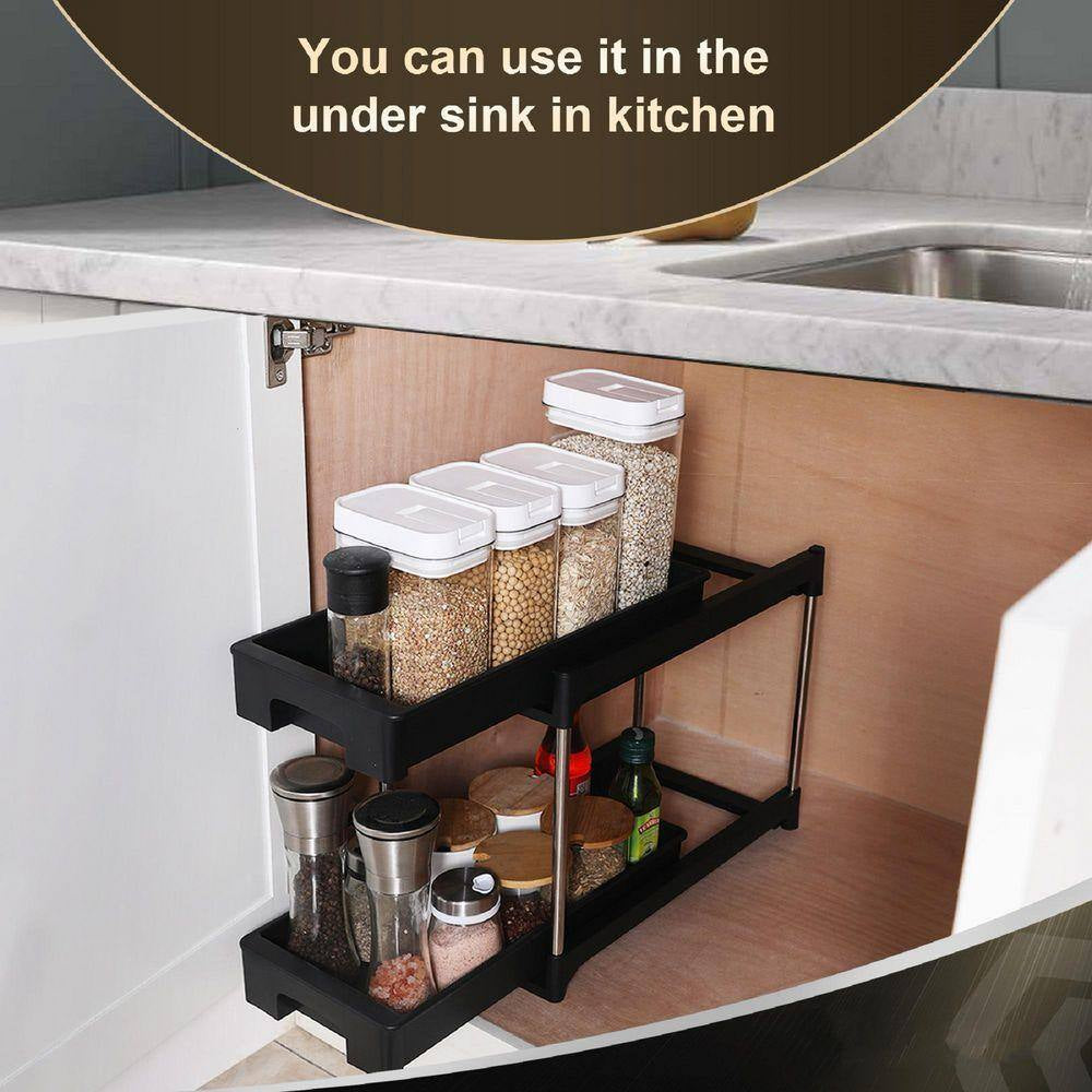 Organizers and Storage Cabinet Organizers and Storage Pull Out Drawers 2-Hooks Black
