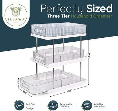 3-Tier under Sink Organizer – Pull-Out Storage for Kitchen & Bathroom – under Bathroom Sink Organizer, under Sink Organizer Storage, under Cabinet Storage Organizer