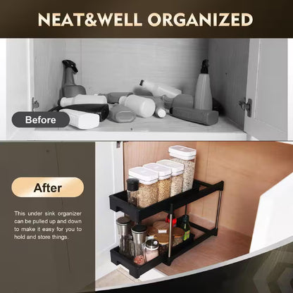 Organizers and Storage Cabinet Organizers and Storage Pull Out Drawers 2-Hooks Black