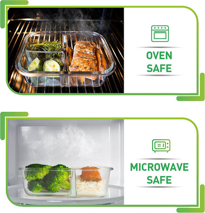 5 Pack Glass Container (34Oz) + 50 Pack Plastic Container