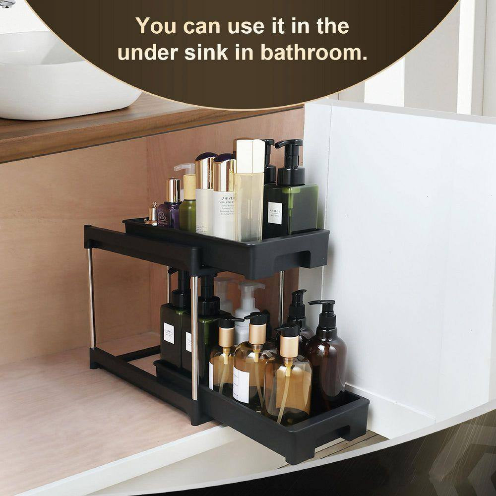 Organizers and Storage Cabinet Organizers and Storage Pull Out Drawers 2-Hooks Black