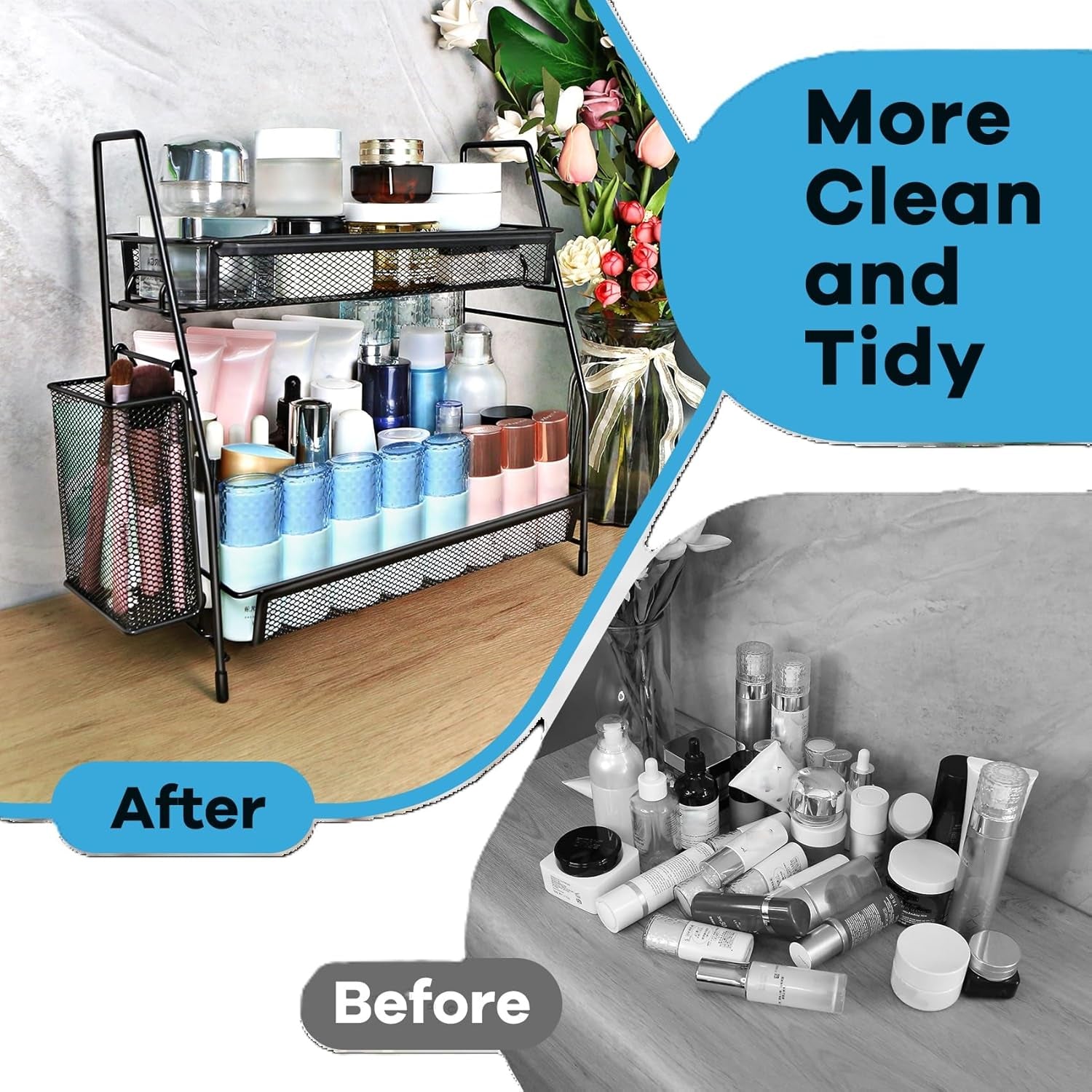 Bathroom Organizer Countertop, Spice Rack Organizer for Cabinet,Bathroom Counter Organizer, Kitchen Countertop Organizer