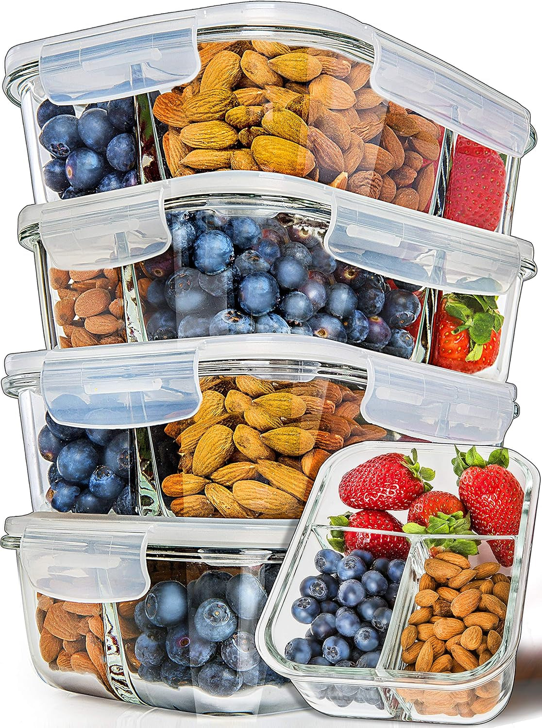 5 Pack Glass Container (34Oz) + 50 Pack Plastic Container