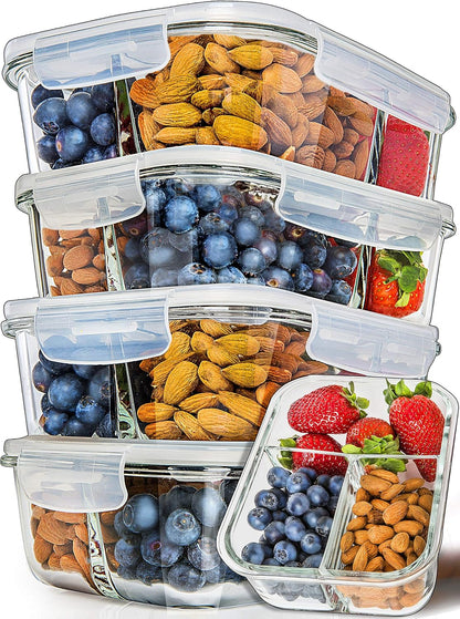 5 Pack Glass Container (34Oz) + 50 Pack Plastic Container