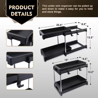 Organizers and Storage Cabinet Organizers and Storage Pull Out Drawers 2-Hooks Black